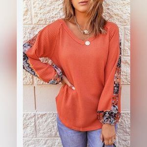 Urban Boutique Orange V Neck  Thermal Top